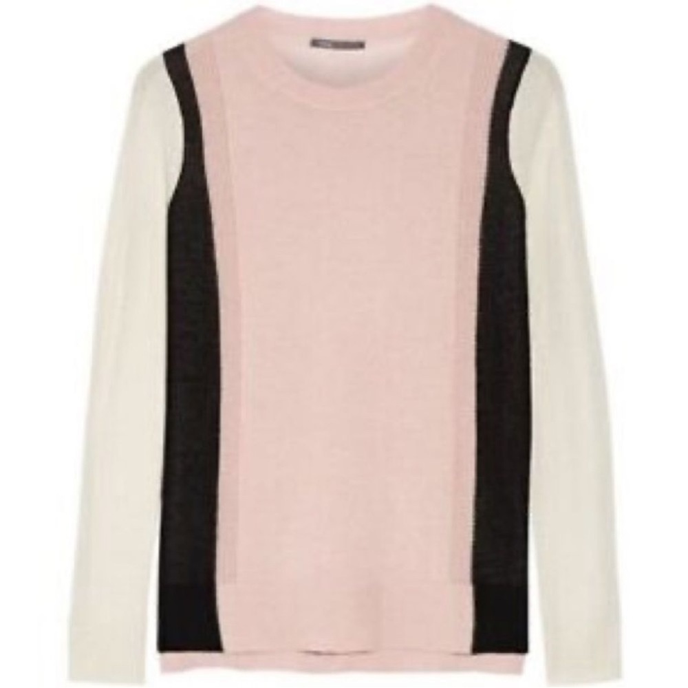 Vince Two Toned Knit 100% Cashmere Sweater Sz Small - Picture 2 of 14